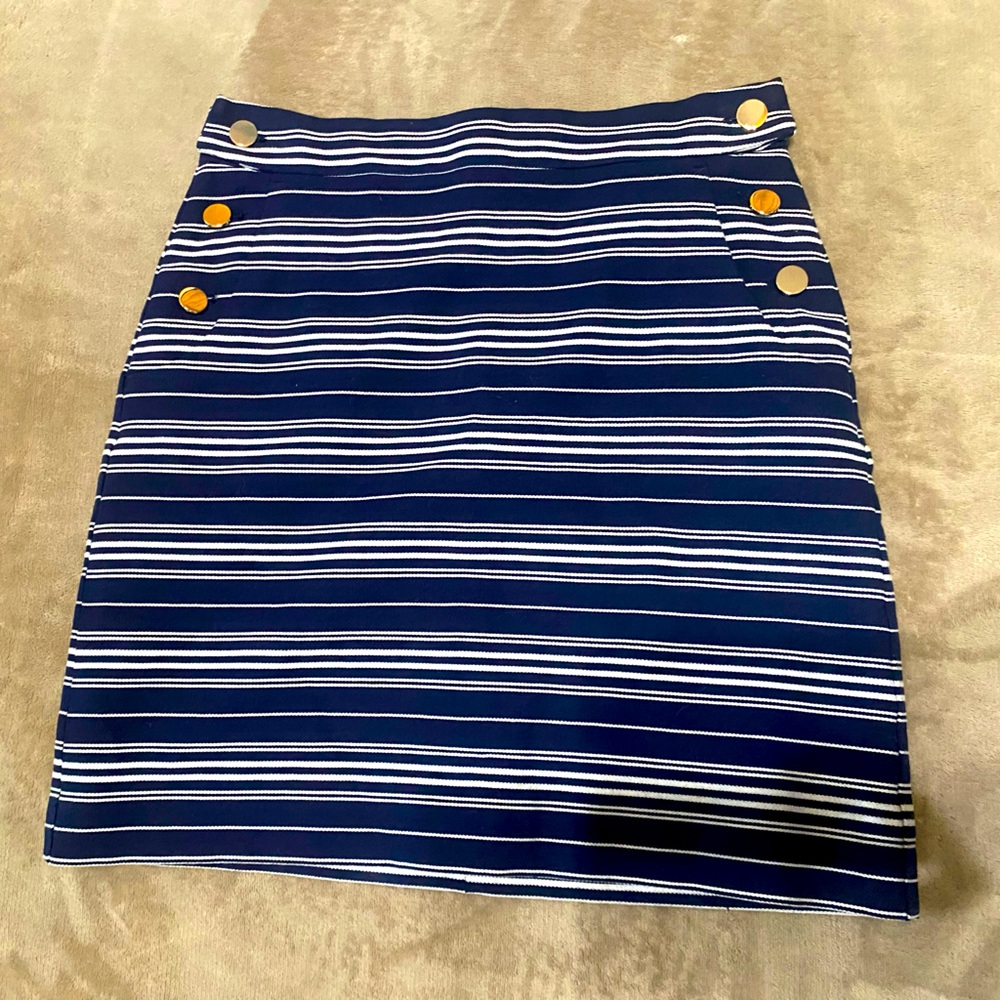 Loft Striped Navy and White Skirt- With Pockets!!